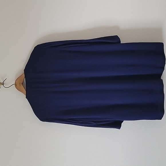 Chico's Navy Embroidered Crinkle Open Front Jacket Size Small - Picture 8 of 8